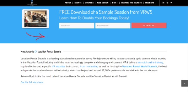 Vacation rental secrets homepage