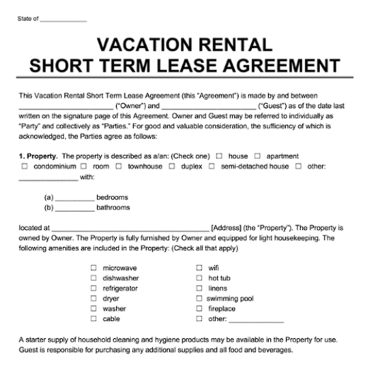 short term lease agreement