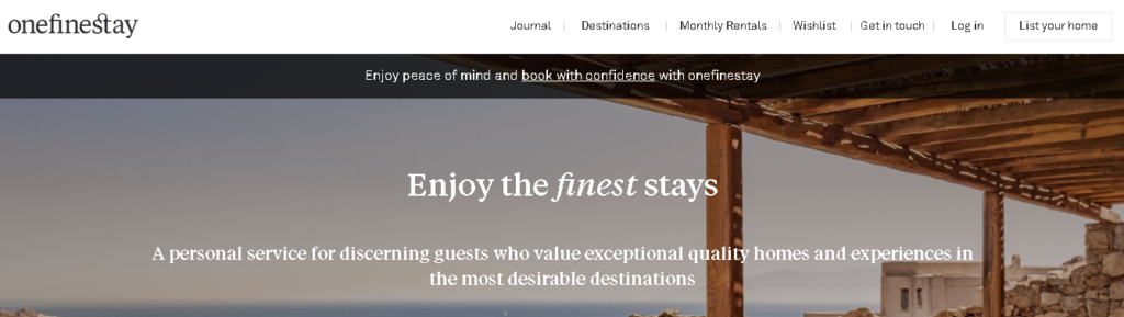 onefinestay homepage